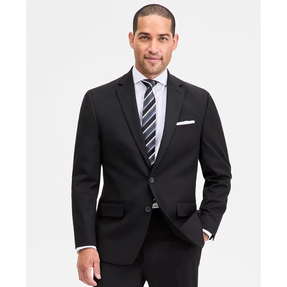 $395 NEW IZOD MENS 40R SOLID BLACK SUPER SOFT BLAZER SPORT COAT SUIT JACKET ONLY